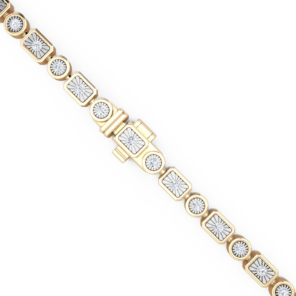 Mixed-Set 0.50ct Lab Diamond Tennis Bracelet in 18K Gold Vermeil