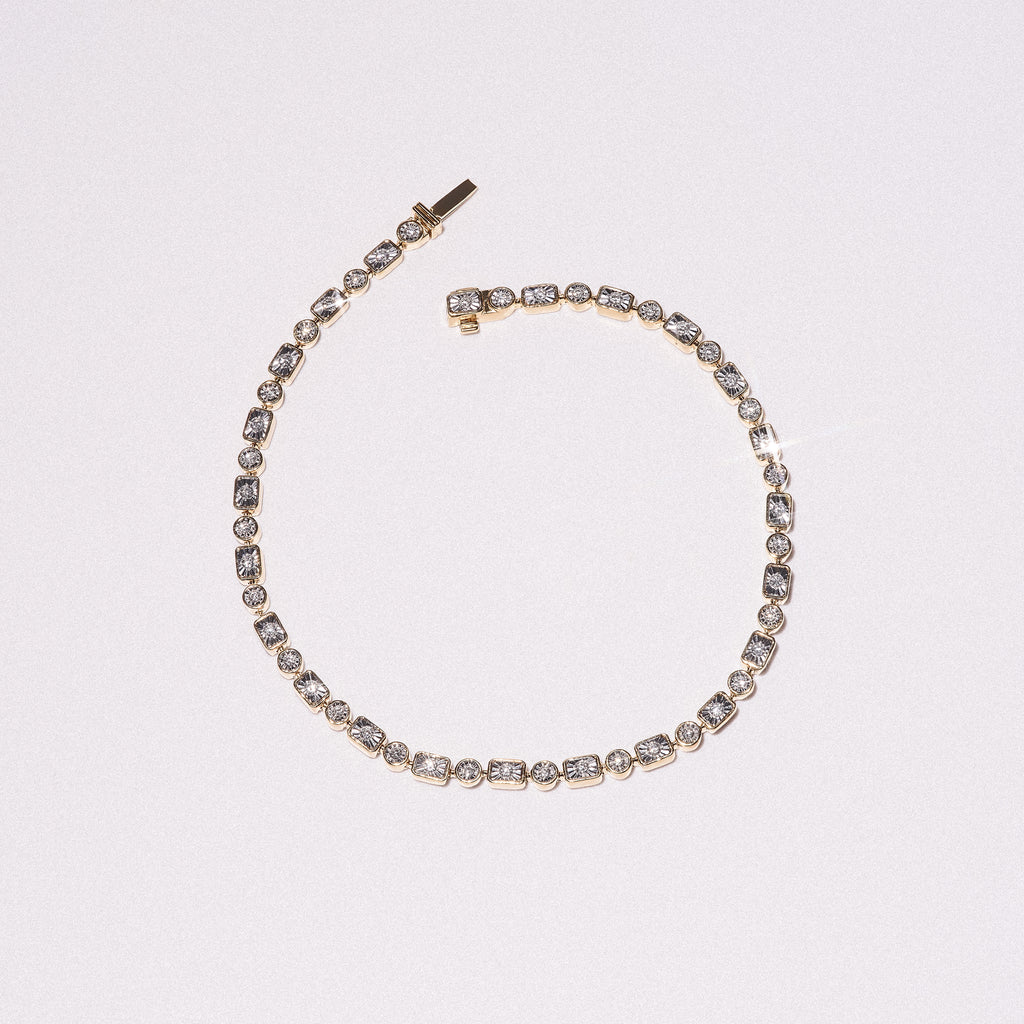 Mixed-Set 0.50ct Lab Diamond Tennis Bracelet in 18K Gold Vermeil