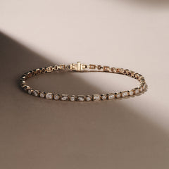 Mixed-Set 0.50ct Lab Diamond Tennis Bracelet in 18K Gold Vermeil