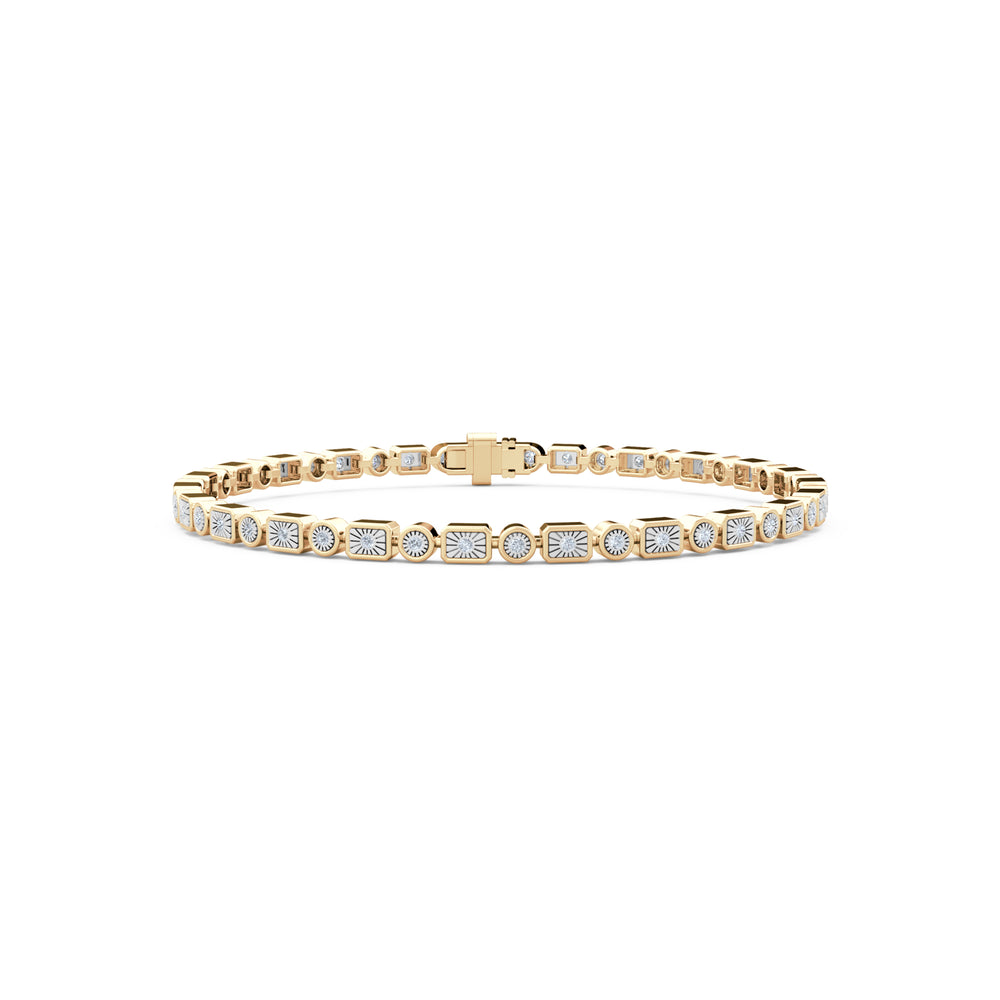 Mixed-Set 0.50ct Lab Diamond Tennis Bracelet in 18K Gold Vermeil