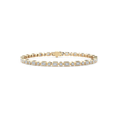 Mixed-Set 0.50ct Lab Diamond Tennis Bracelet in 18K Gold Vermeil