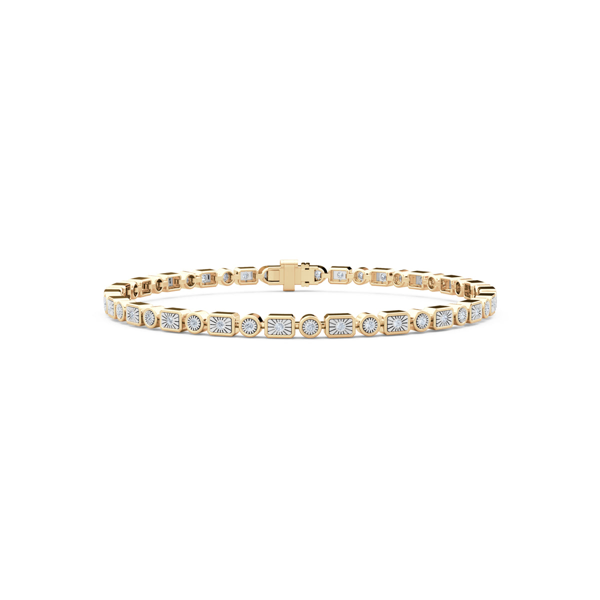 Mixed-Set 0.50ct Lab Diamond Tennis Bracelet in 18K Gold Vermeil