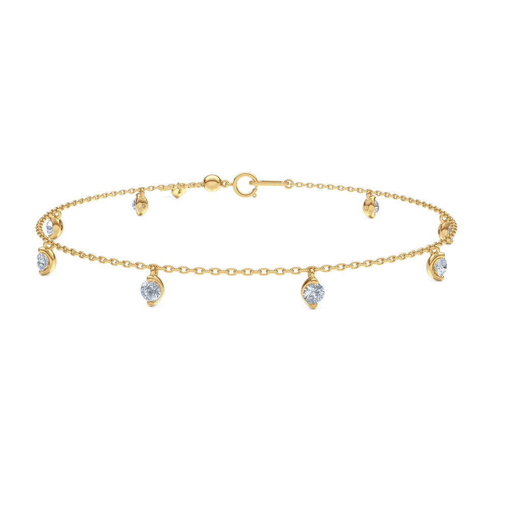 The Anklet - 1.00ct Round Cut Lab Diamond in 18K Gold Vermeil