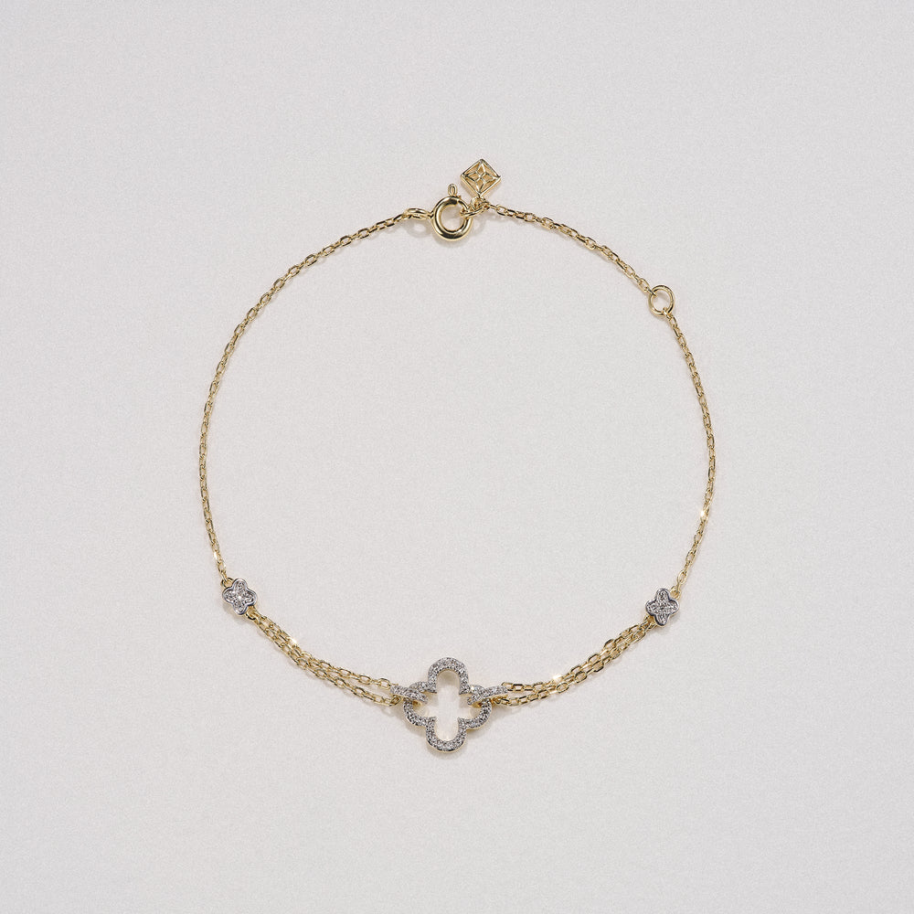 Stellato 0.14ct Lab Diamond Clover Bracelet in 18K Gold Vermeil