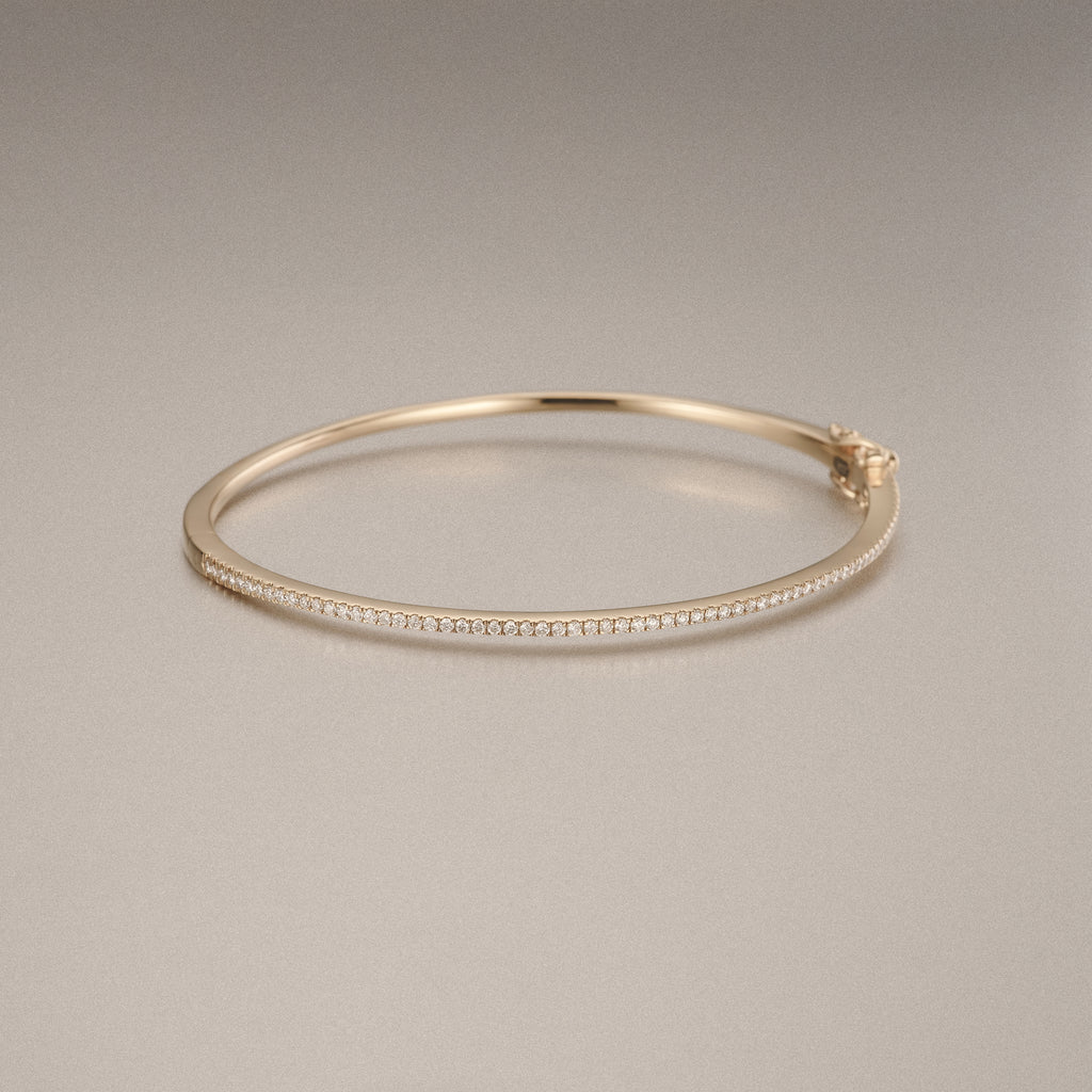 0.50ct Lab Diamond Half Pavé Bangle Bracelet in 18K Gold Vermeil