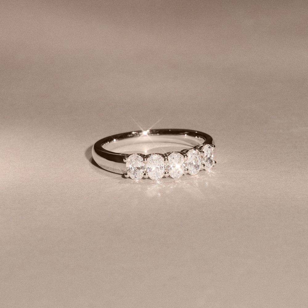 Lab Diamond 5 Stone Oval 1.00ct Total Platinum Ring