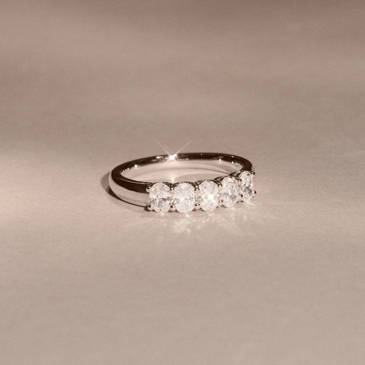 Lab Diamond 5 Stone Oval 1.00ct Total Platinum Ring