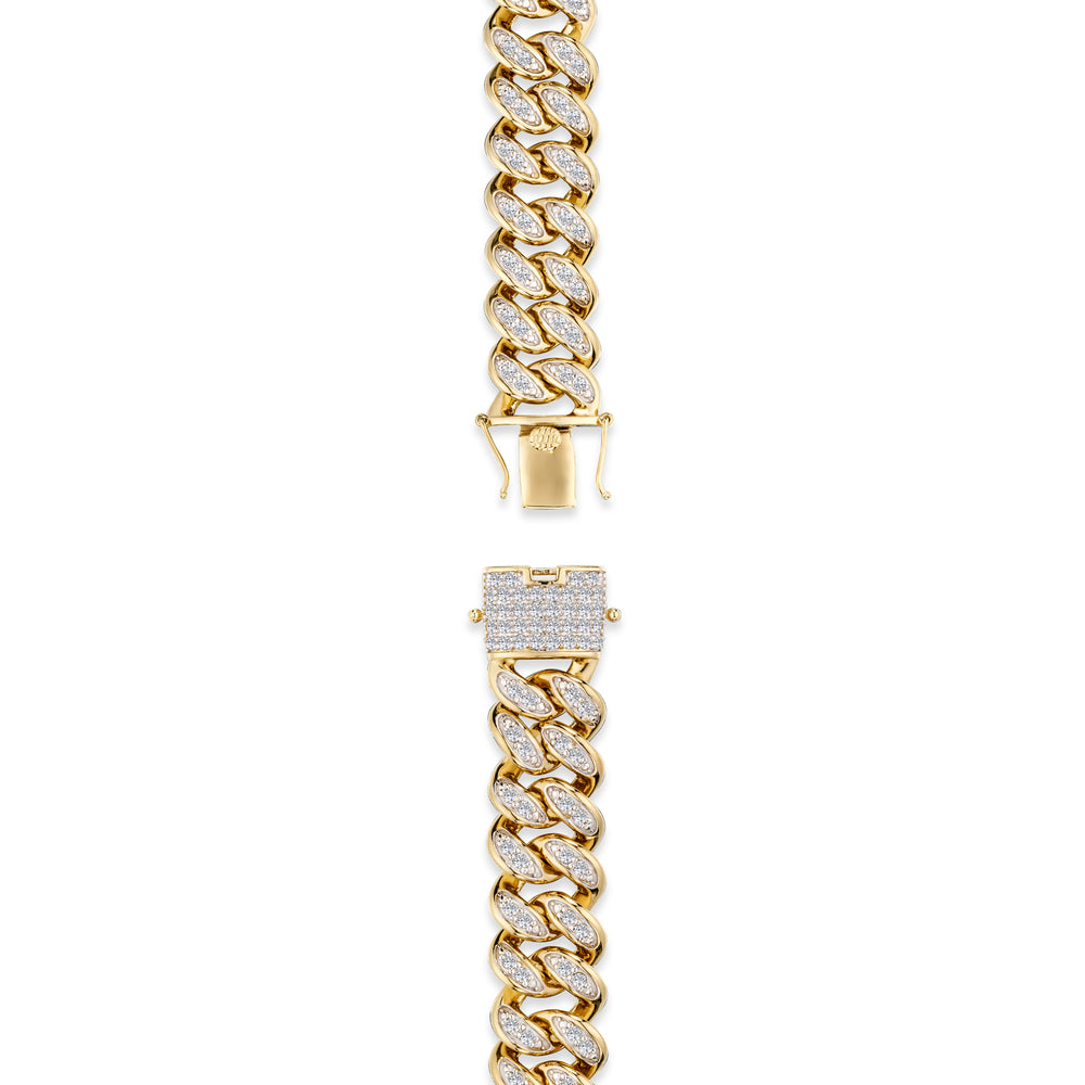 8.25 Inch Havana Cuban Men Lab Diamond Bracelet 3.50ct Cuban Lab Diamond Set in 18K Gold Vermeil