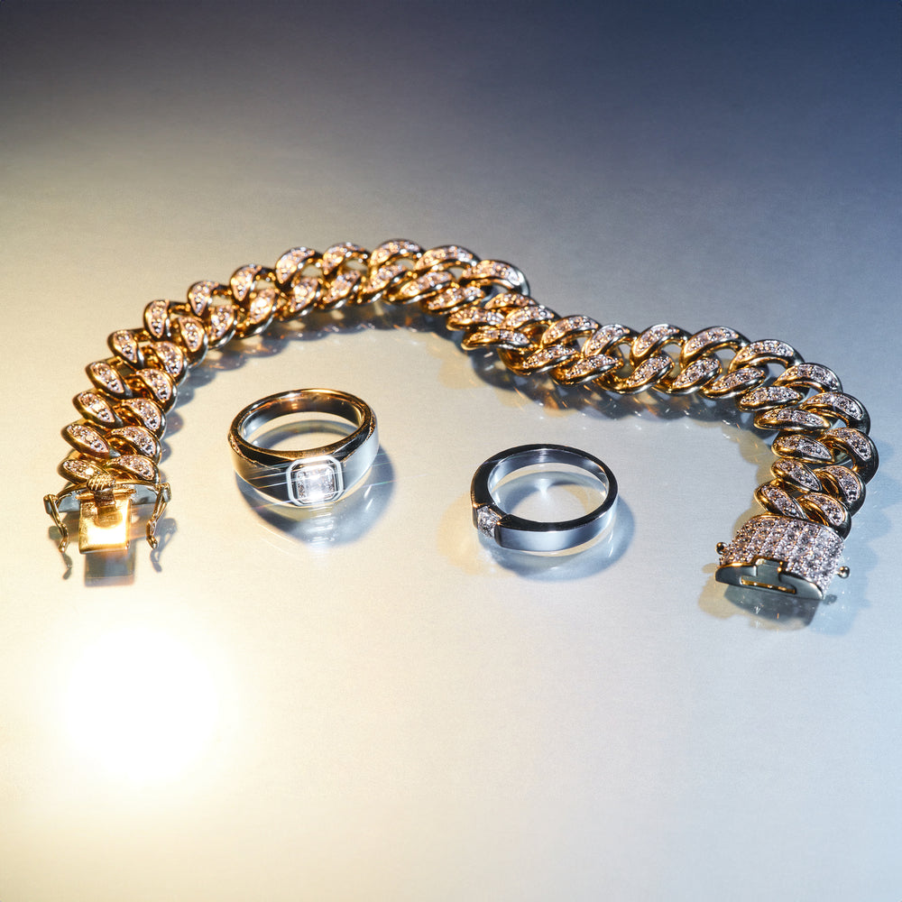8.25 Inch Havana Cuban Men Lab Diamond Bracelet 3.50ct Cuban Lab Diamond Set in 18K Gold Vermeil