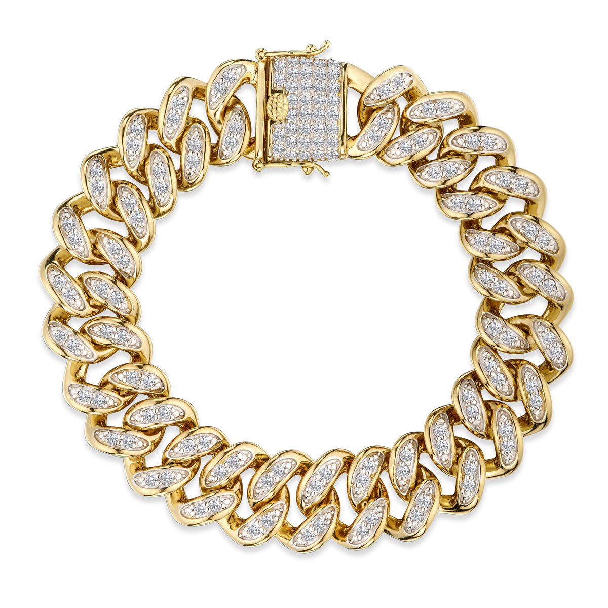 8.25 Inch Havana Cuban Men Lab Diamond Bracelet 3.50ct Cuban Lab Diamond Set in 18K Gold Vermeil