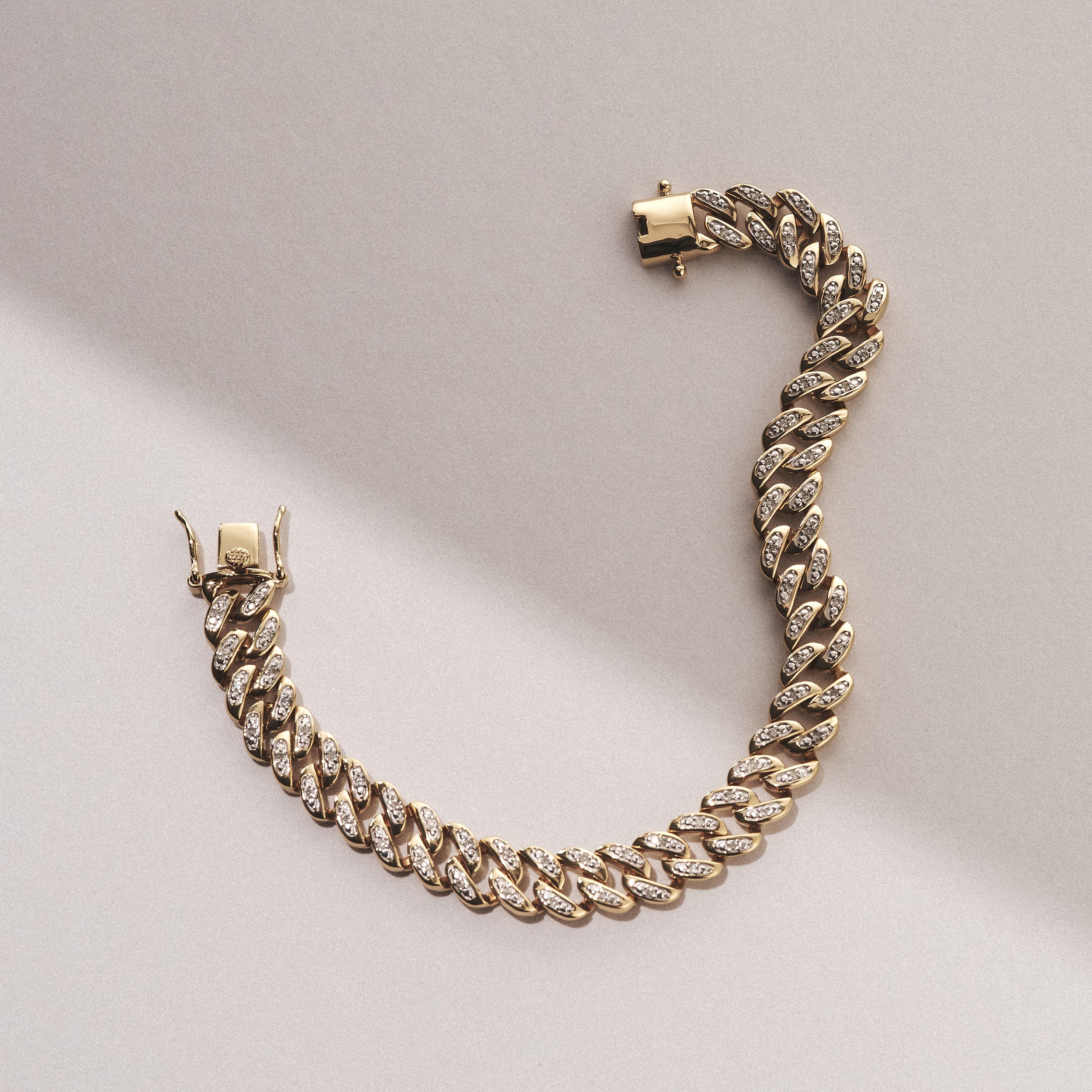 8.25 Inch Havana Cuban Men Lab Diamond Bracelet 0.50ct Cuban Lab Diamond Set in 18K Gold Vermeil