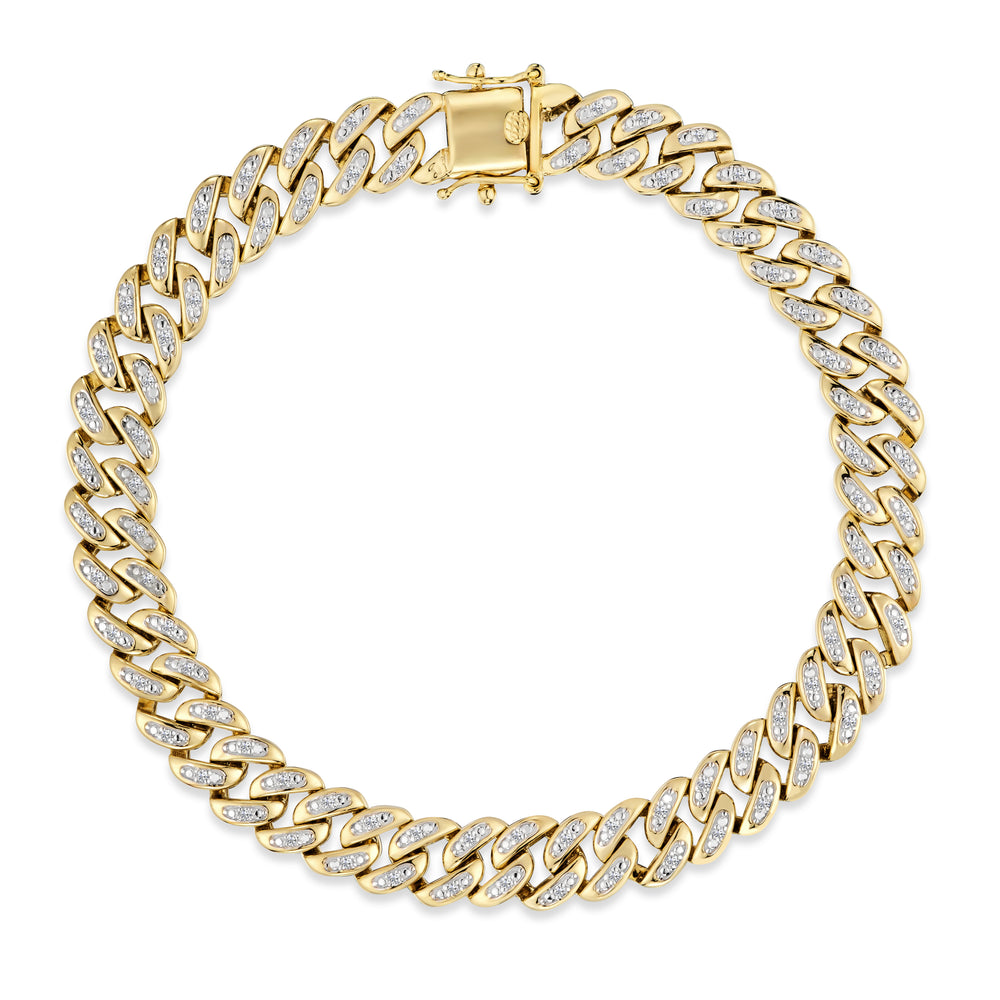 8.25 Inch Havana Cuban Men Lab Diamond Bracelet 0.50ct Cuban Lab Diamond Set in 18K Gold Vermeil