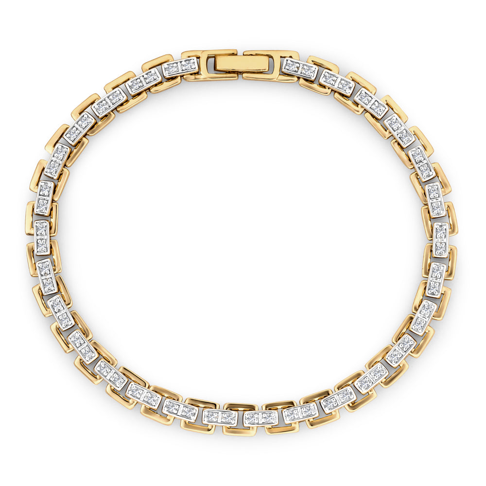 8 Inch Havana Lab Men Diamond Box Set Bracelet 0.85ct in 18K Gold Vermeil
