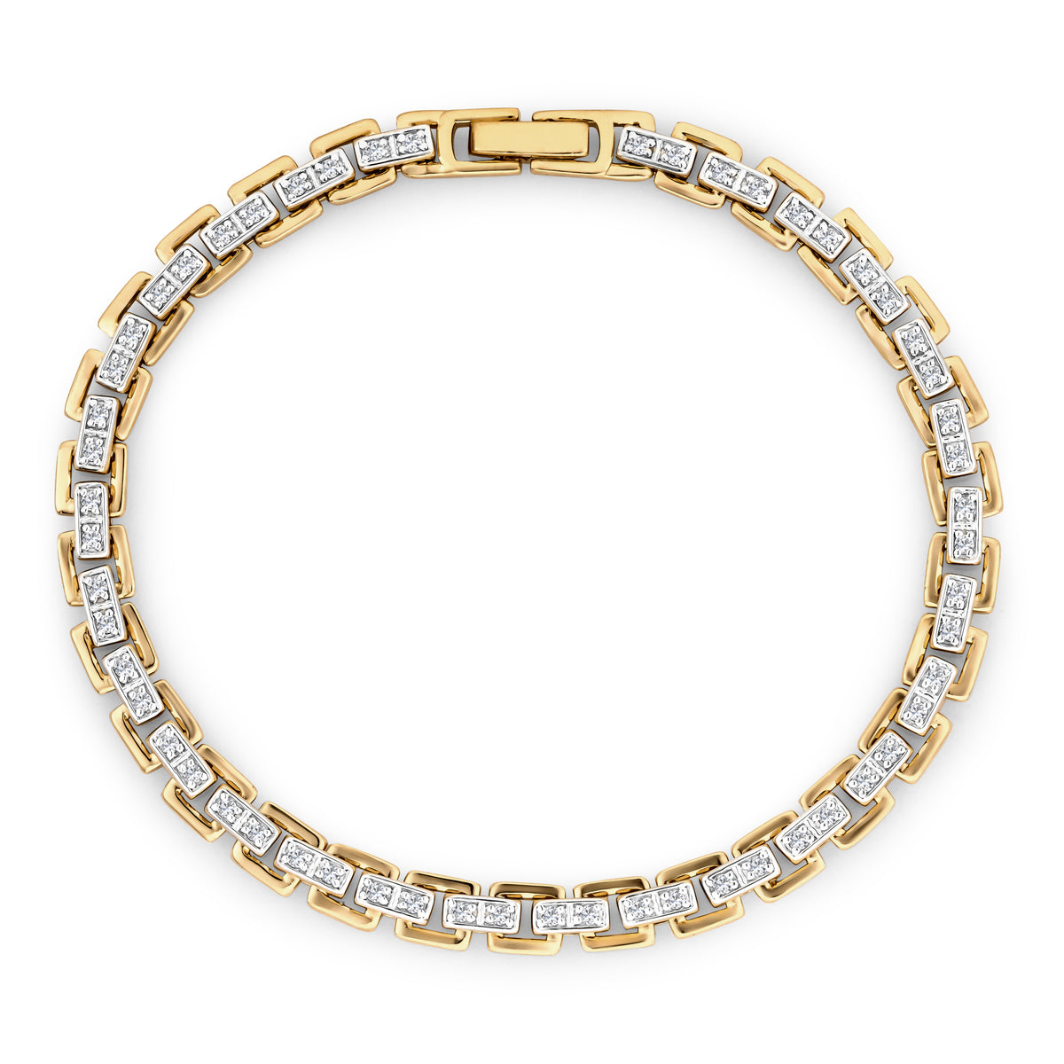 8 Inch Havana Lab Men Diamond Box Set Bracelet 0.85ct in 18K Gold Vermeil