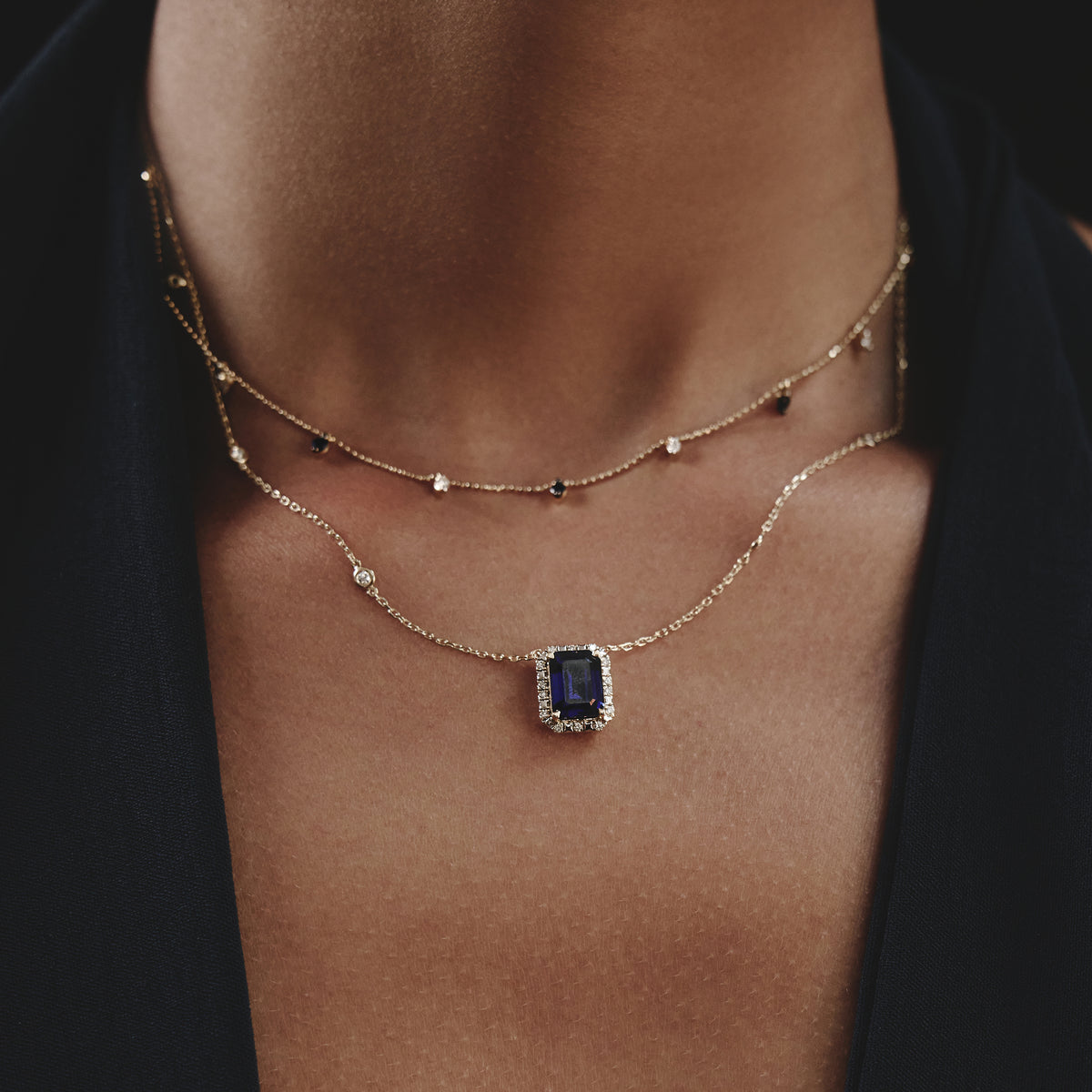 Sapphire and Diamond Necklace in 18K Gold - Vivara Collection