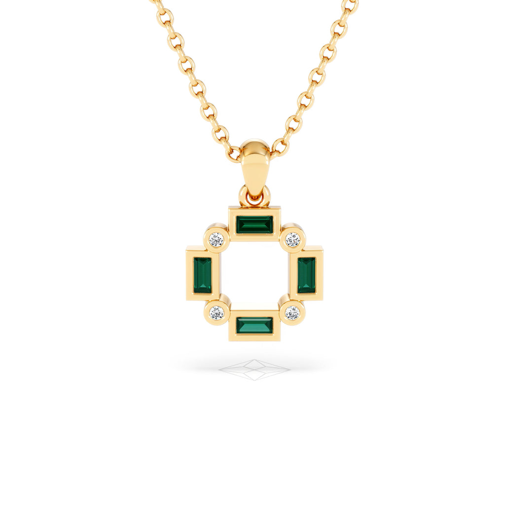 Forme 0.48ct Baguette Cut Lab Emerald Pendant Necklace in 18K Gold Vermeil
