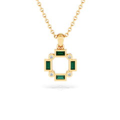 Forme 0.48ct Baguette Cut Lab Emerald Pendant Necklace in 18K Gold Vermeil