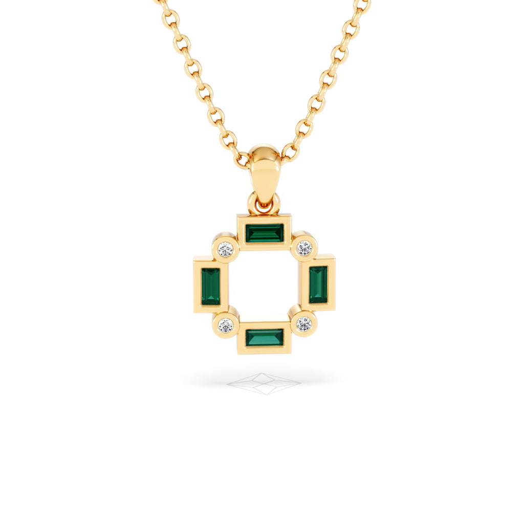 Forme 0.48ct Baguette Cut Lab Emerald Pendant Necklace in 18K Gold Vermeil