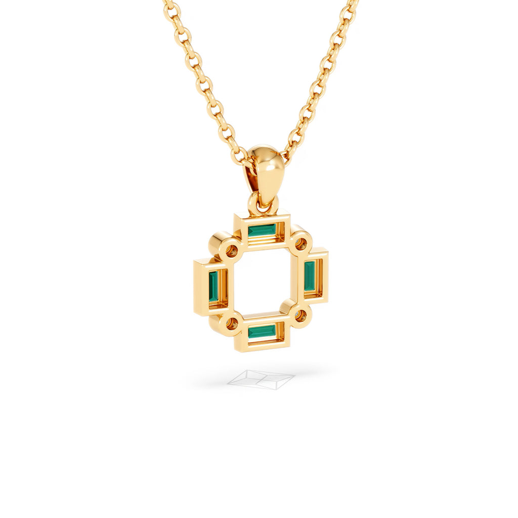 Forme 0.48ct Baguette Cut Lab Emerald Pendant Necklace in 18K Gold Vermeil