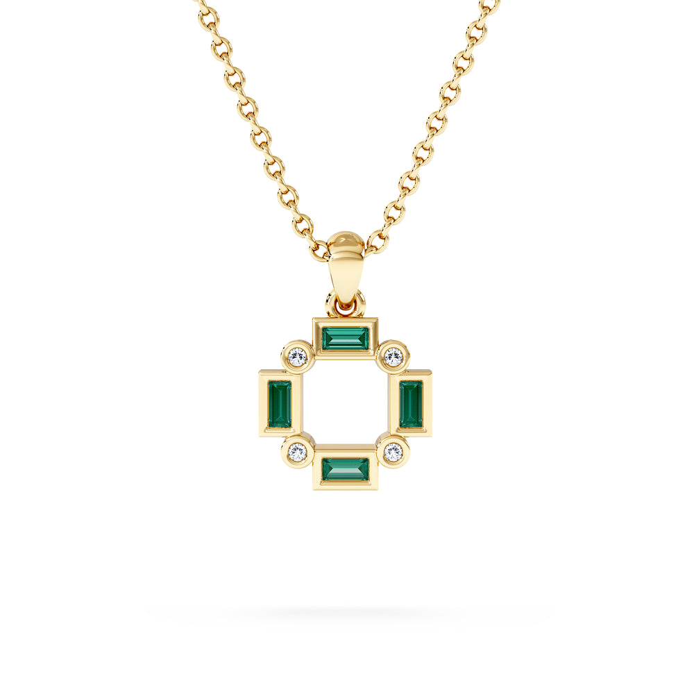 Forme 0.48ct Baguette Cut Lab Emerald Pendant Necklace in 18K Gold Vermeil