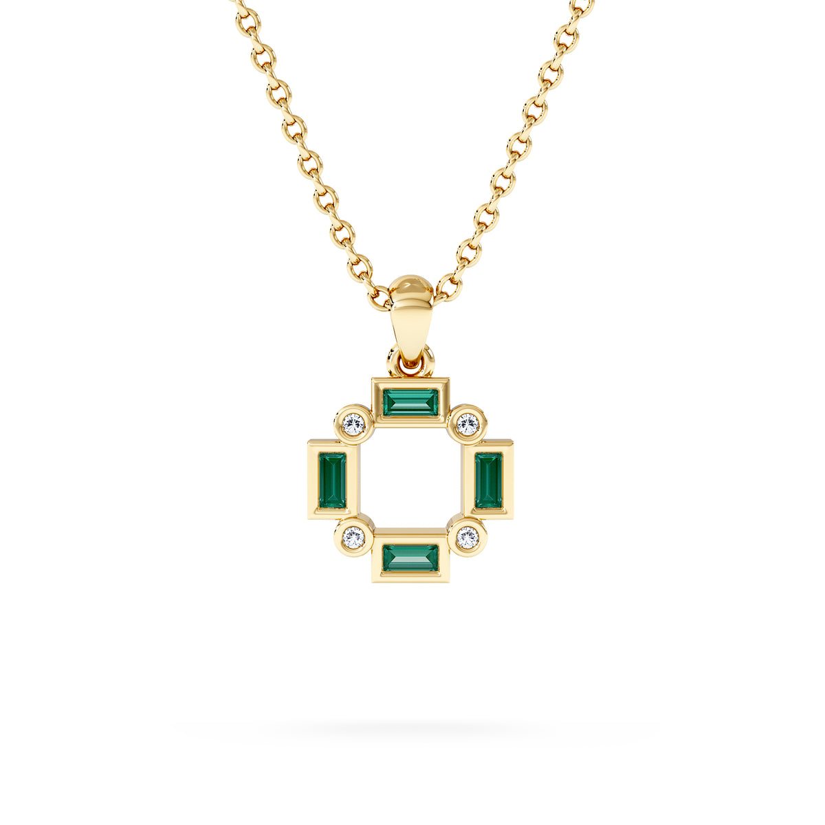 Forme 0.48ct Baguette Cut Lab Emerald Pendant Necklace in 18K Gold Vermeil