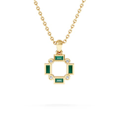 Forme 0.48ct Baguette Cut Lab Emerald Pendant Necklace in 18K Gold Vermeil