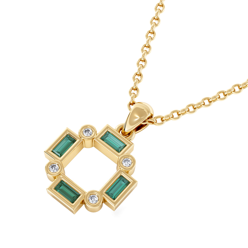 Forme 0.48ct Baguette Cut Lab Emerald Pendant Necklace in 18K Gold Vermeil
