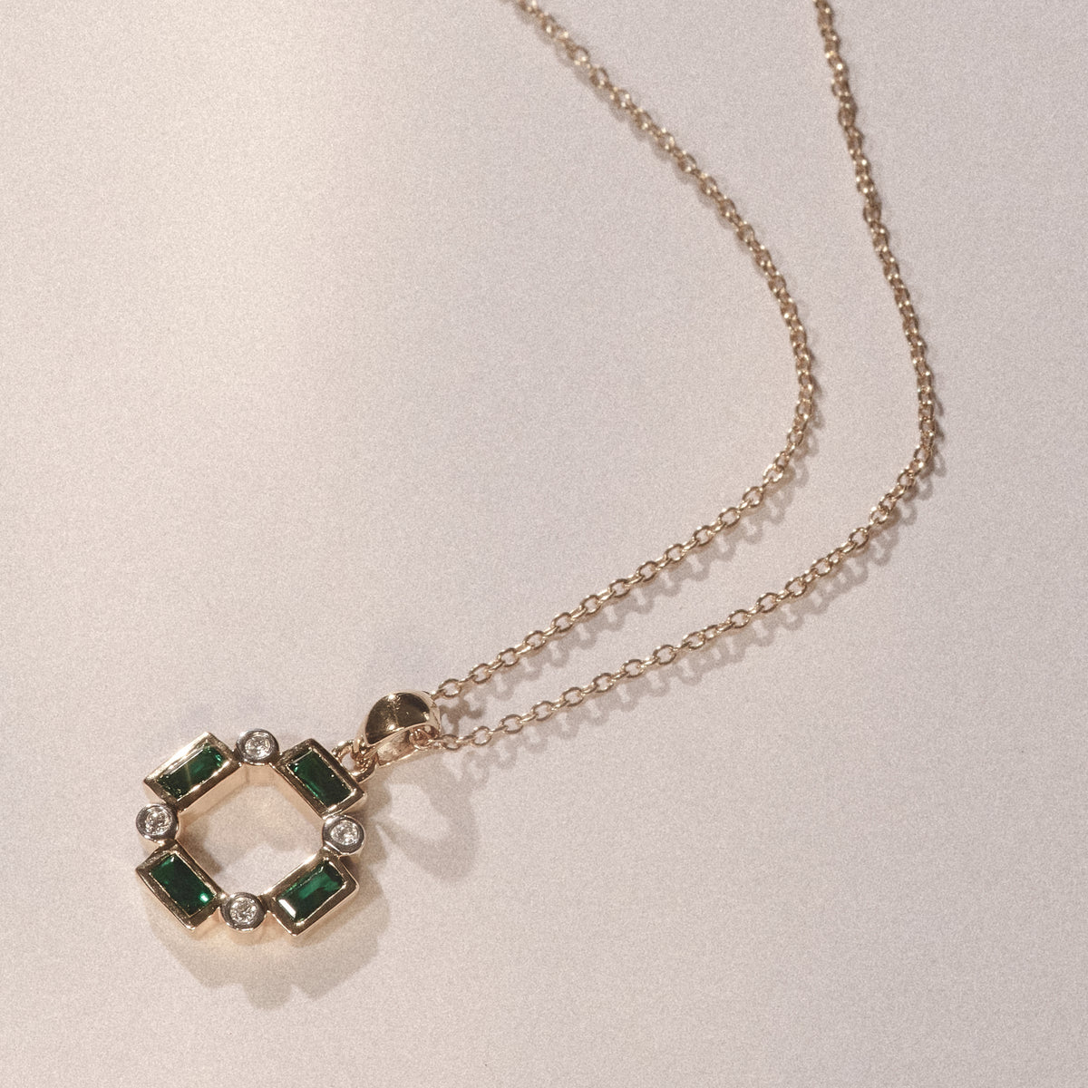 Forme 0.48ct Baguette Cut Lab Emerald Pendant Necklace in 18K Gold Vermeil