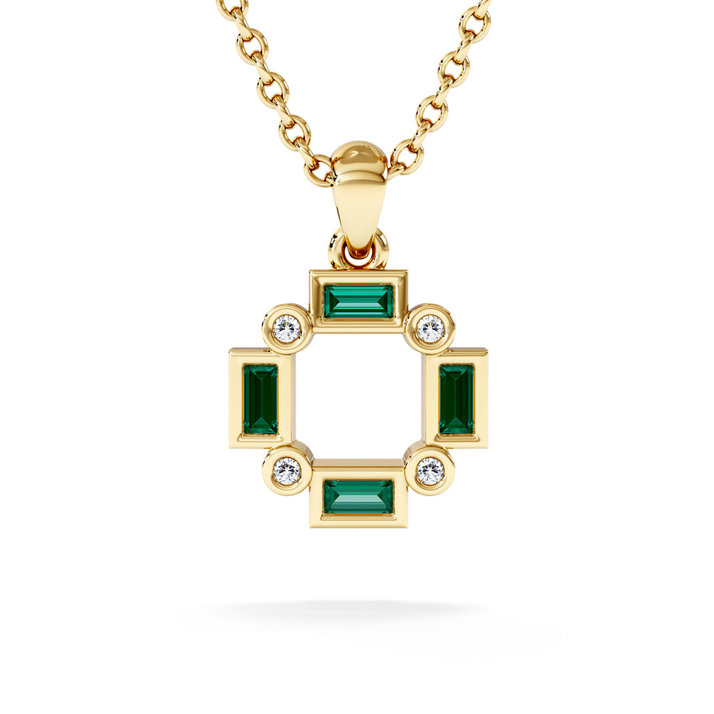 Forme 0.48ct Baguette Cut Lab Emerald Pendant Necklace in 18K Gold Vermeil