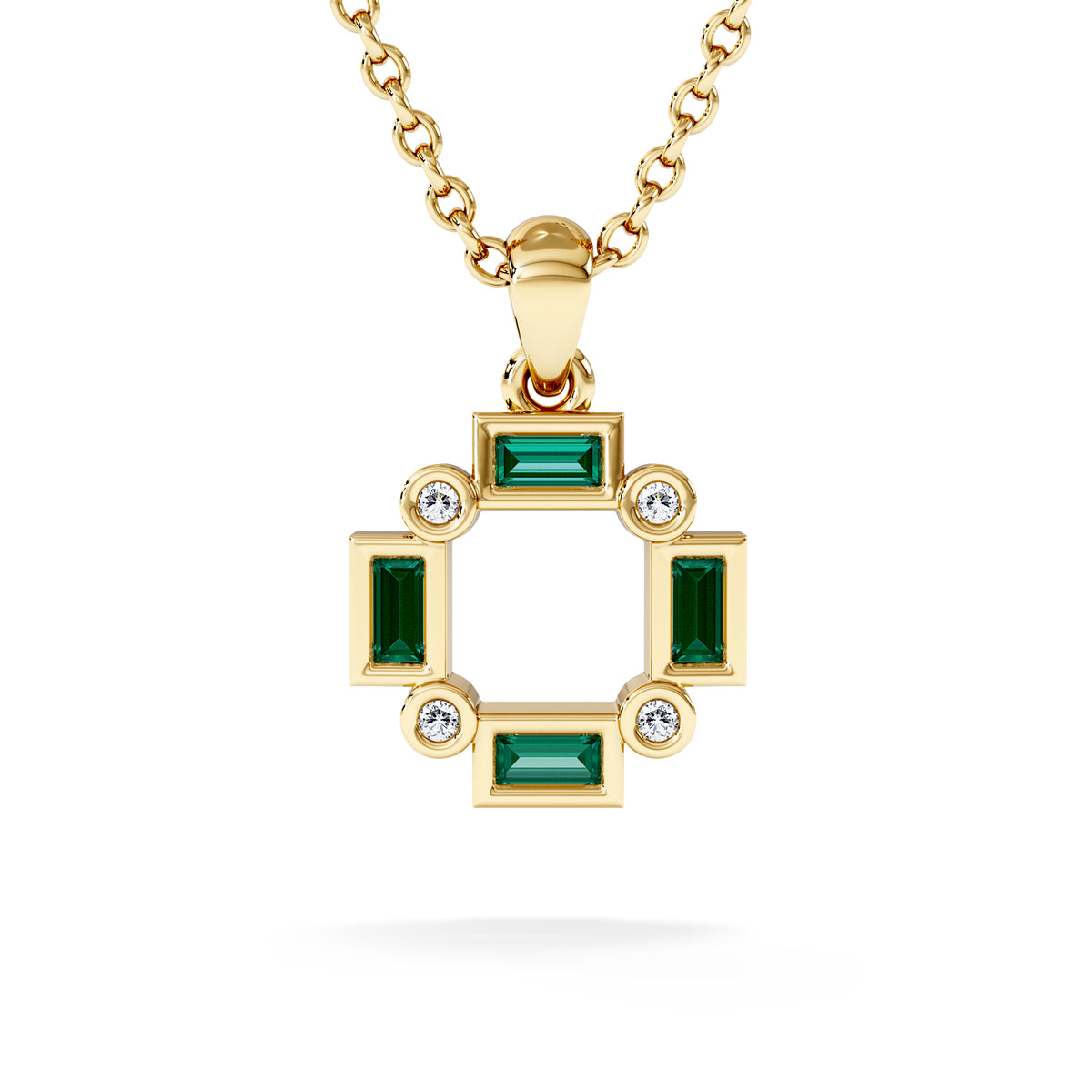Forme 0.48ct Baguette Cut Lab Emerald Pendant Necklace in 18K Gold Vermeil