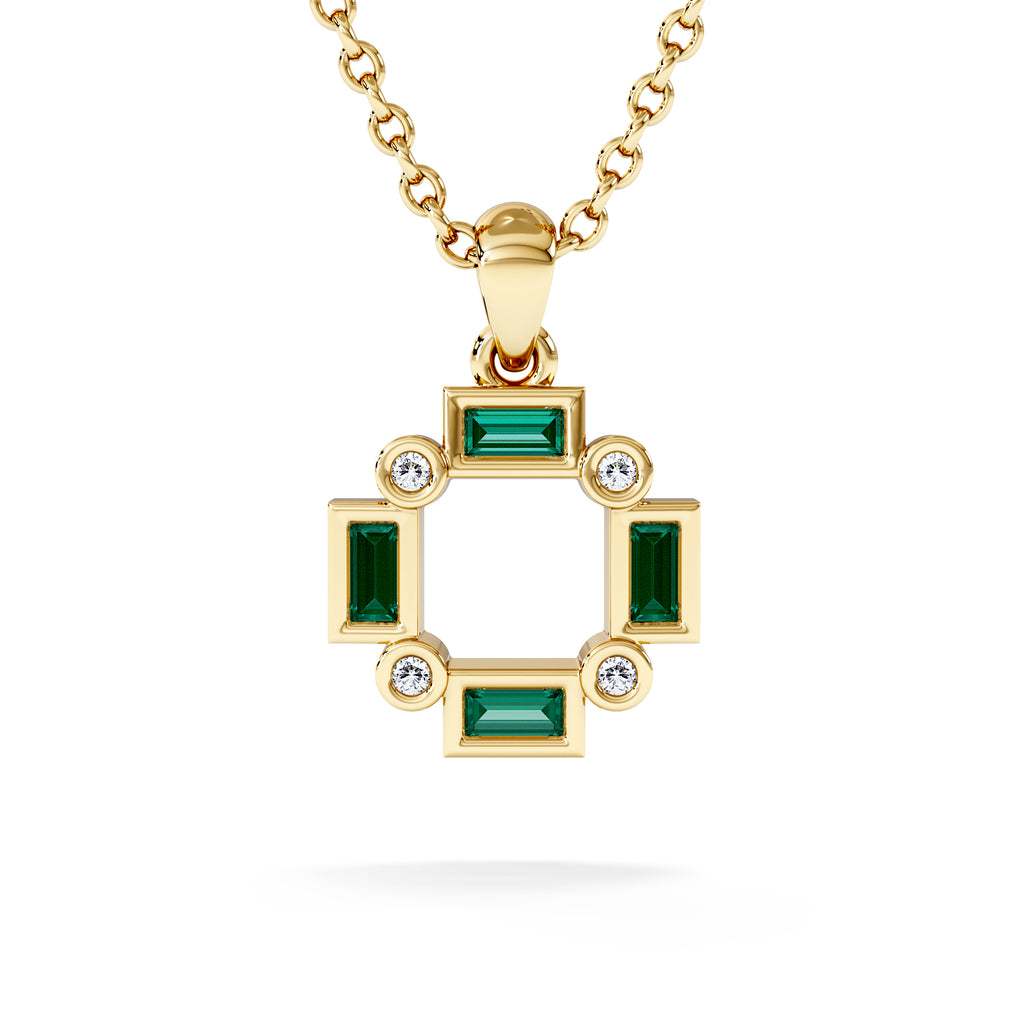 Forme 0.48ct Baguette Cut Lab Emerald Pendant Necklace in 18K Gold Vermeil