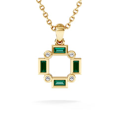 Forme 0.48ct Baguette Cut Lab Emerald Pendant Necklace in 18K Gold Vermeil