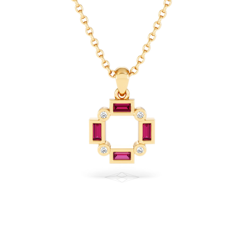 Forme 0.48ct Baguette Cut Lab Ruby Pendant Necklace in 18K Gold Vermeil