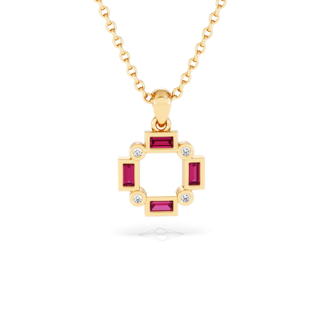 Forme 0.48ct Baguette Cut Lab Ruby Pendant Necklace in 18K Gold Vermeil