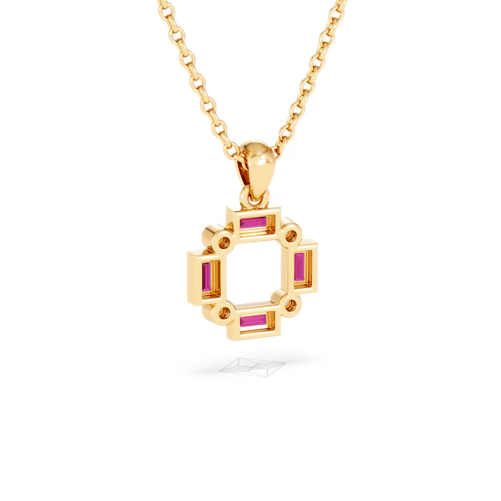 Forme 0.48ct Baguette Cut Lab Ruby Pendant Necklace in 18K Gold Vermeil