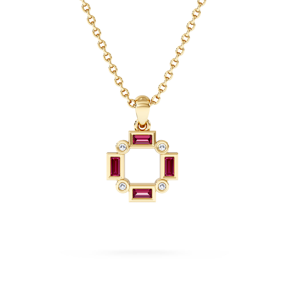 Forme 0.48ct Baguette Cut Lab Ruby Pendant Necklace in 18K Gold Vermeil