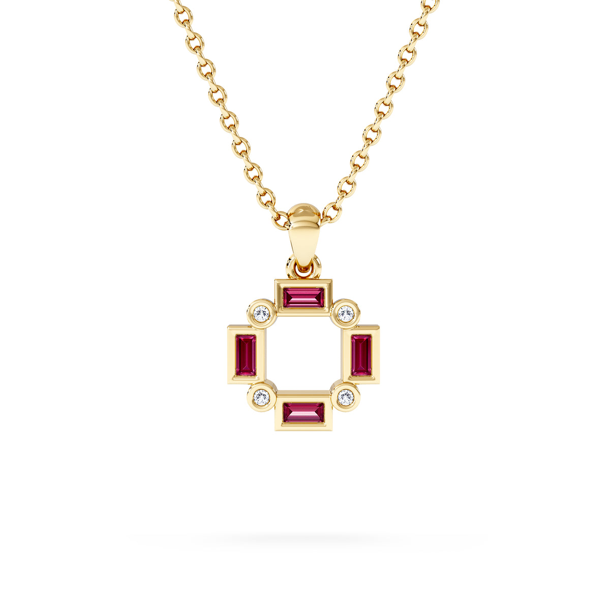 Forme 0.48ct Baguette Cut Lab Ruby Pendant Necklace in 18K Gold Vermeil