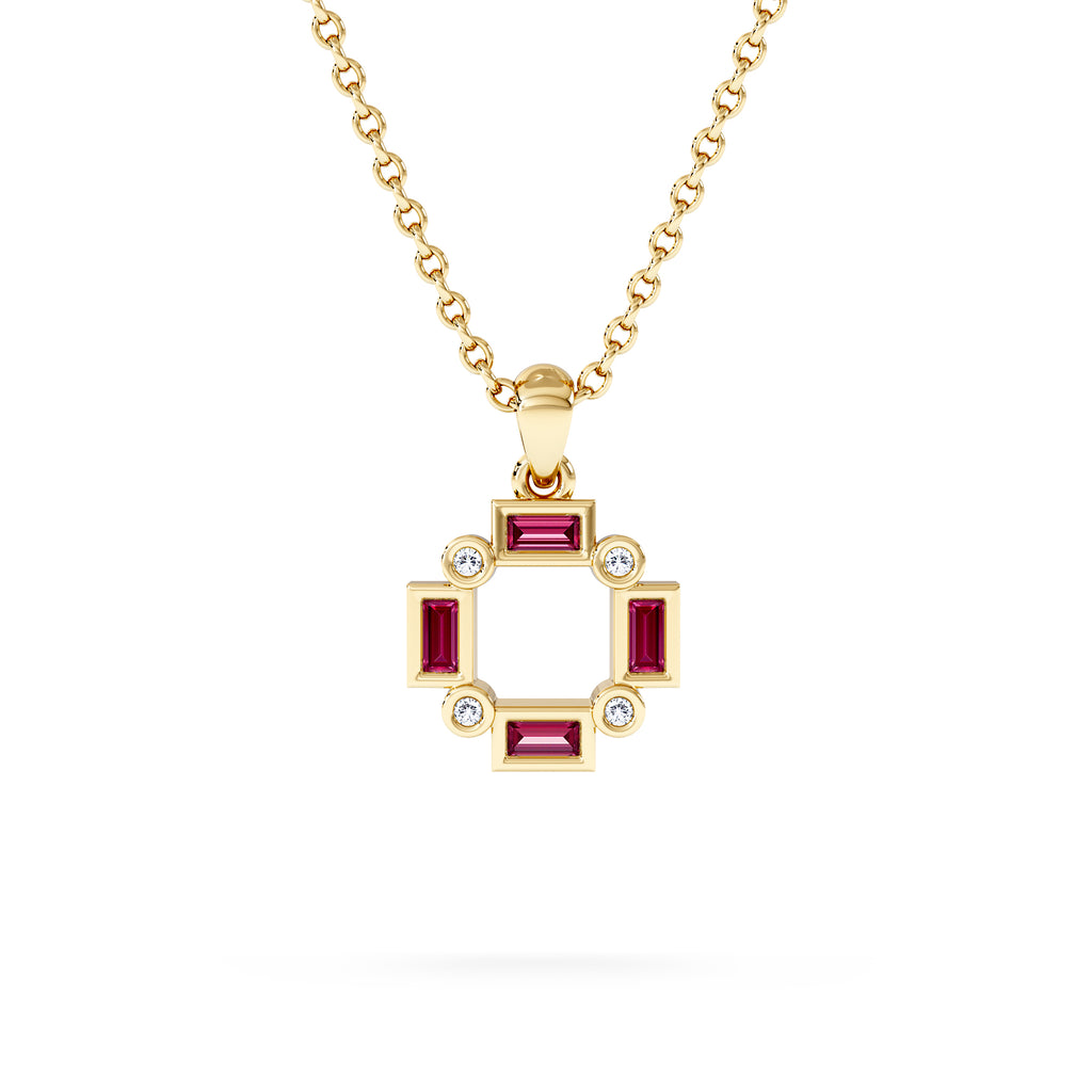 Forme 0.48ct Baguette Cut Lab Ruby Pendant Necklace in 18K Gold Vermeil