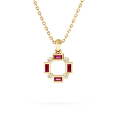 Forme 0.48ct Baguette Cut Lab Ruby Pendant Necklace in 18K Gold Vermeil