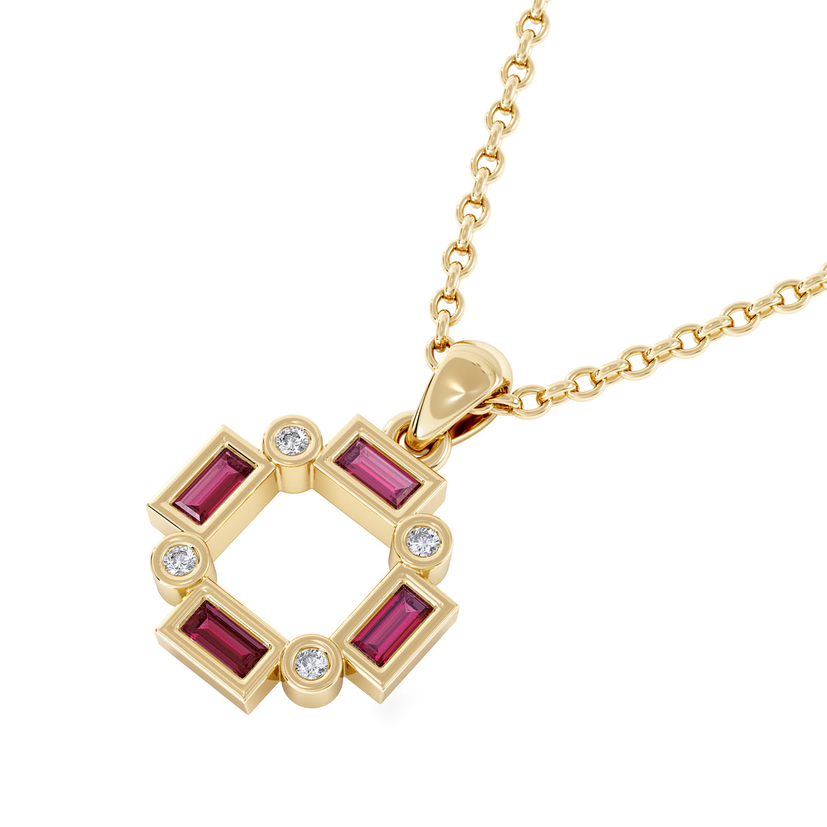 Forme 0.48ct Baguette Cut Lab Ruby Pendant Necklace in 18K Gold Vermeil
