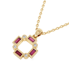 Forme 0.48ct Baguette Cut Lab Ruby Pendant Necklace in 18K Gold Vermeil