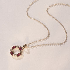 Forme 0.48ct Baguette Cut Lab Ruby Pendant Necklace in 18K Gold Vermeil
