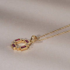 Forme 0.48ct Baguette Cut Lab Ruby Pendant Necklace in 18K Gold Vermeil