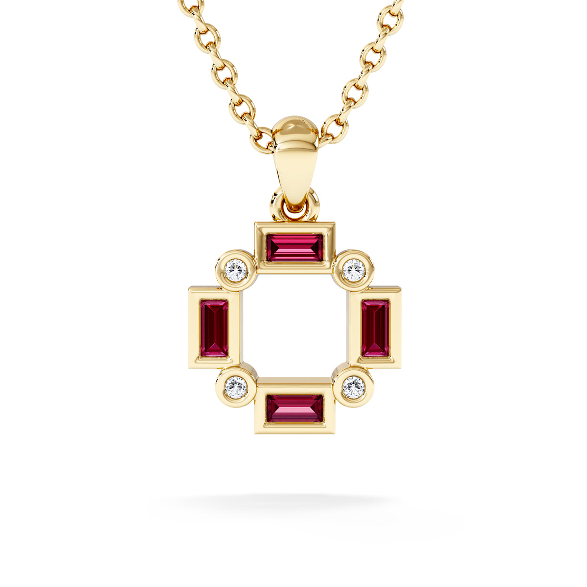 Forme 0.48ct Baguette Cut Lab Ruby Pendant Necklace in 18K Gold Vermeil
