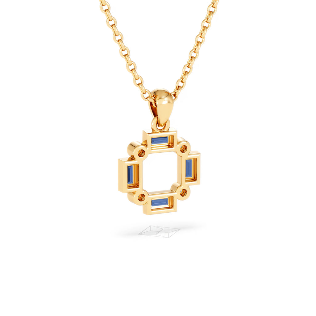 Forme 0.40ct Baguette Cut Lab Sapphire Pendant Necklace in 18K Gold Vermeil