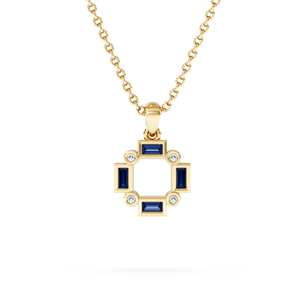 Forme 0.40ct Baguette Cut Lab Sapphire Pendant Necklace in 18K Gold Vermeil