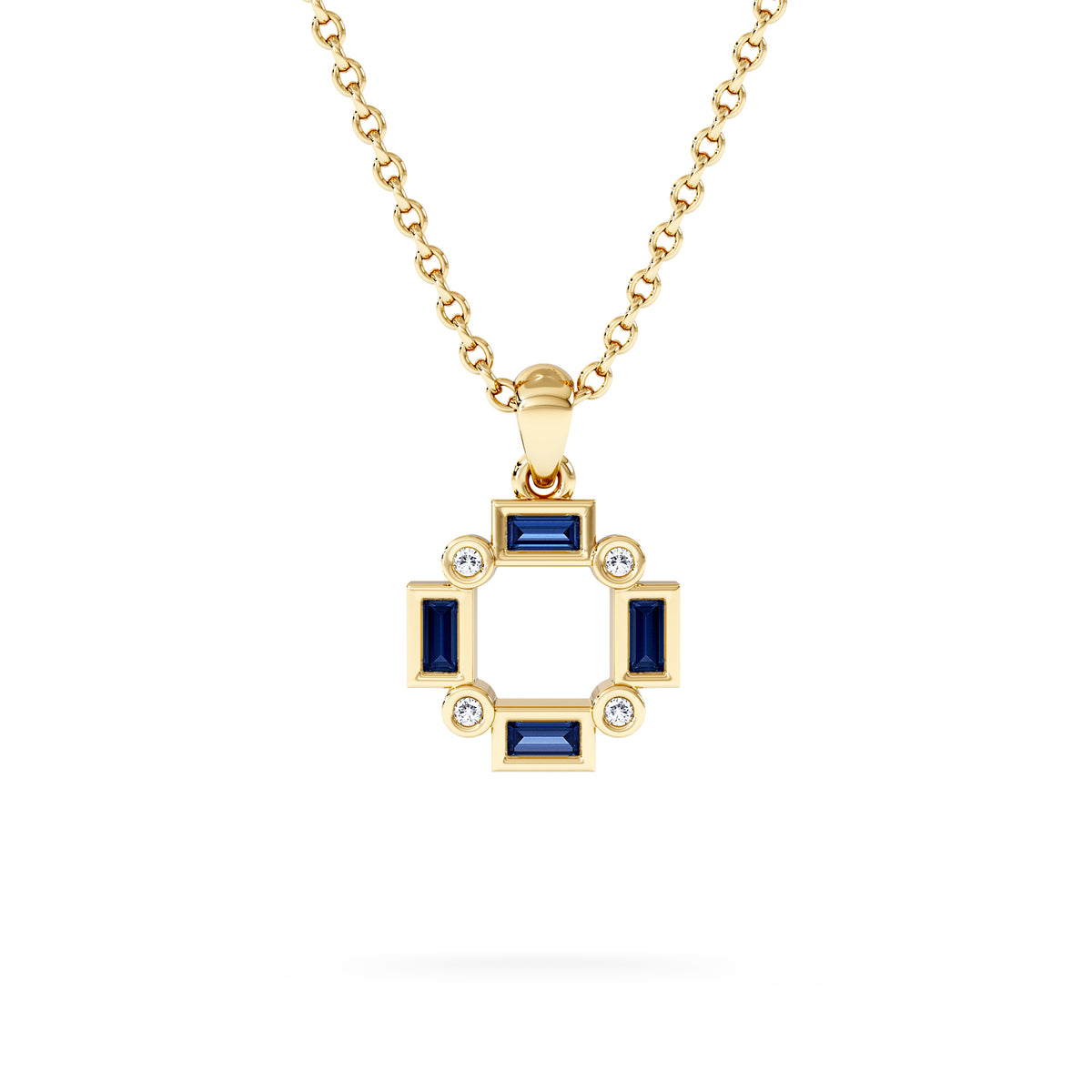 Forme 0.40ct Baguette Cut Lab Sapphire Pendant Necklace in 18K Gold Vermeil