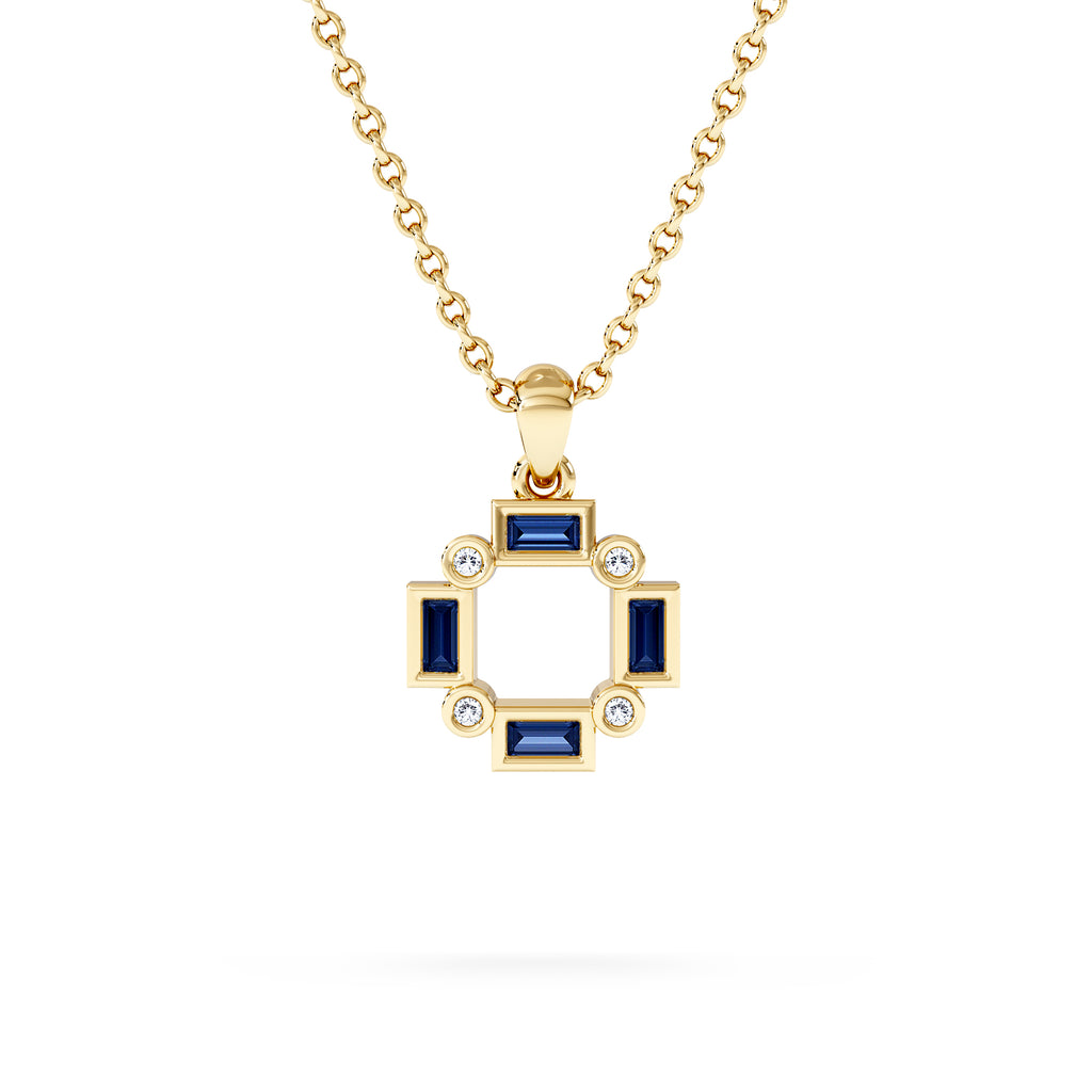Forme 0.40ct Baguette Cut Lab Sapphire Pendant Necklace in 18K Gold Vermeil