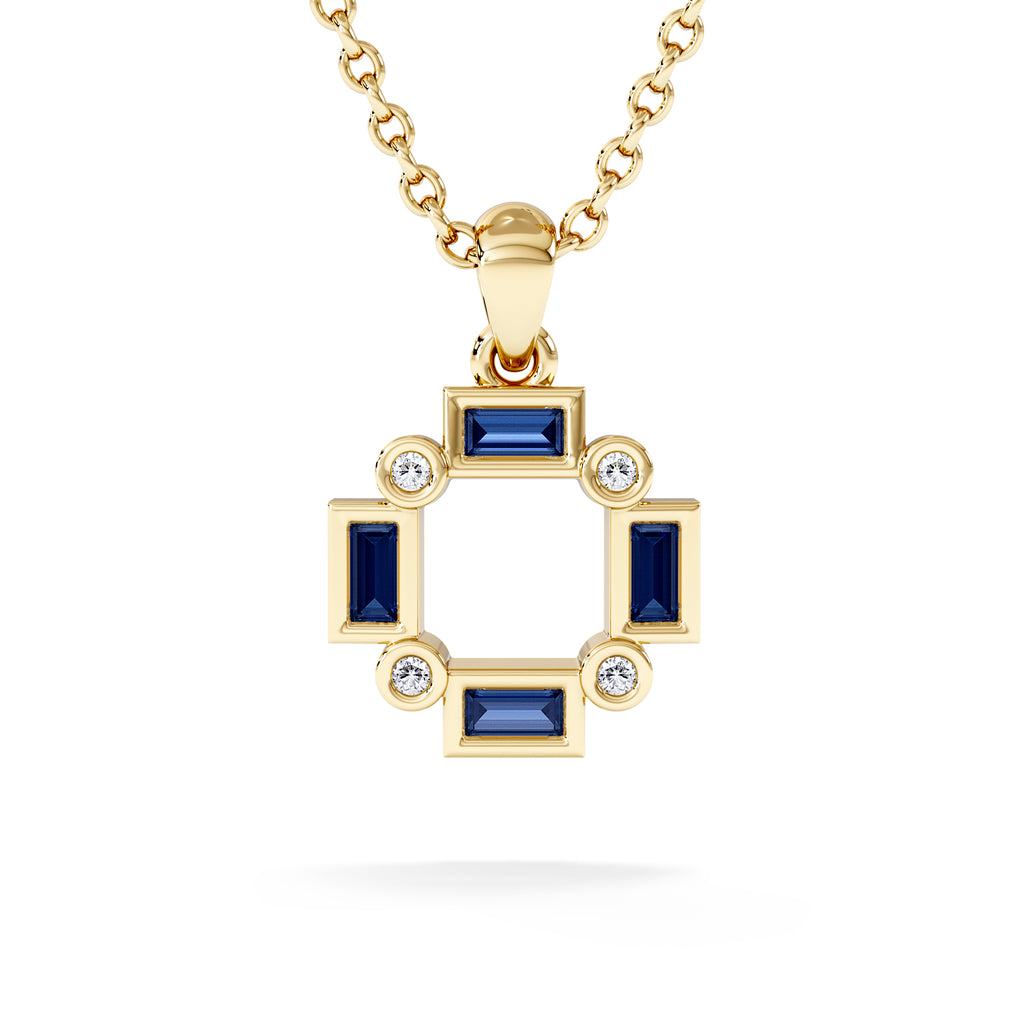 Forme 0.40ct Baguette Cut Lab Sapphire Pendant Necklace in 18K Gold Vermeil