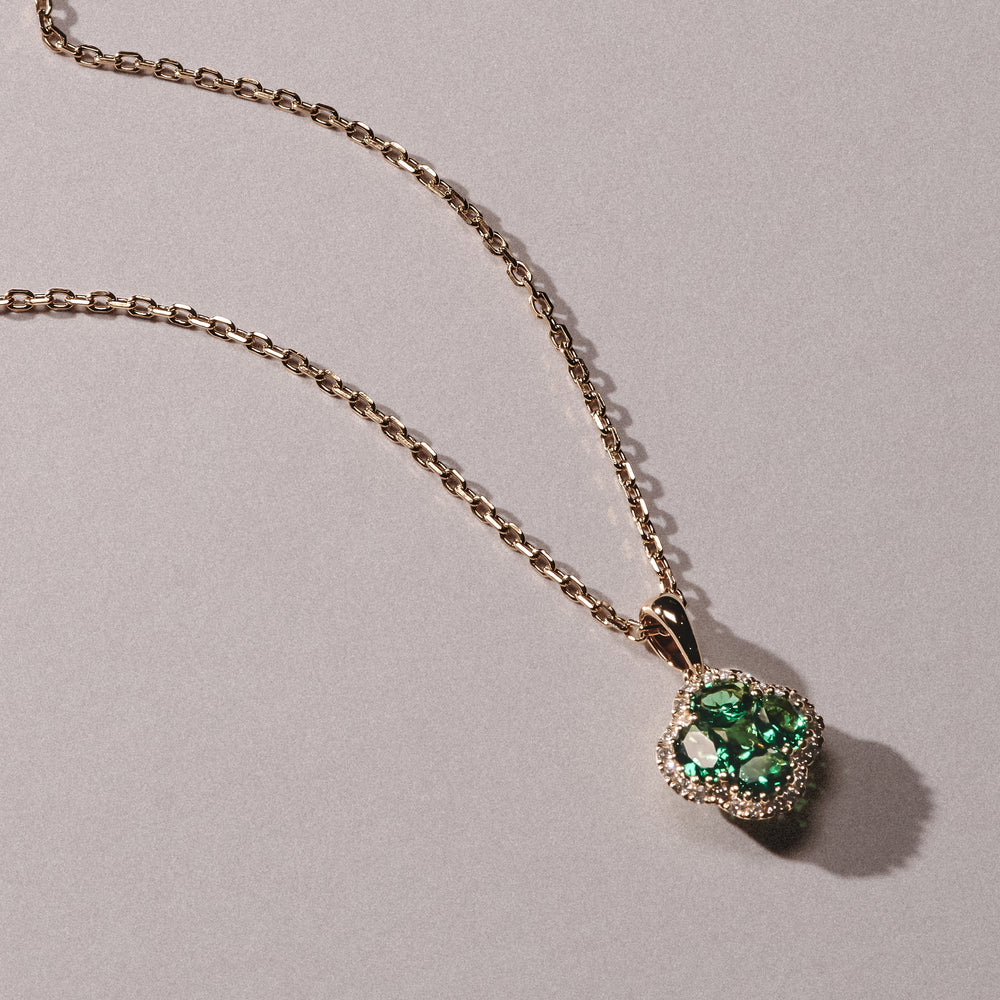 Alegria 1.04ct Emerald and Lab Diamond Pendant Necklace in 9K Yellow Gold